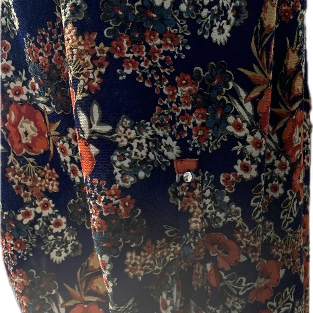 Vibrant Floral Blouse - Blue and Orange - Picture 5 of 8